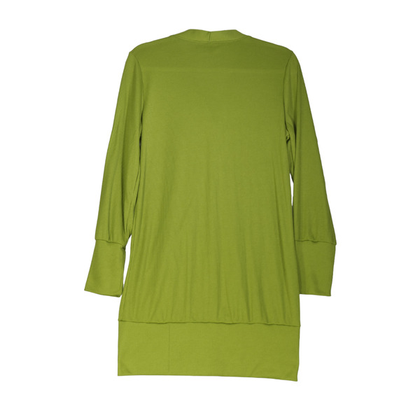 Ribbed Cardigan Sweater Womens Large Green Snap Close Tunic Long Stretch - Picture 5 of 7